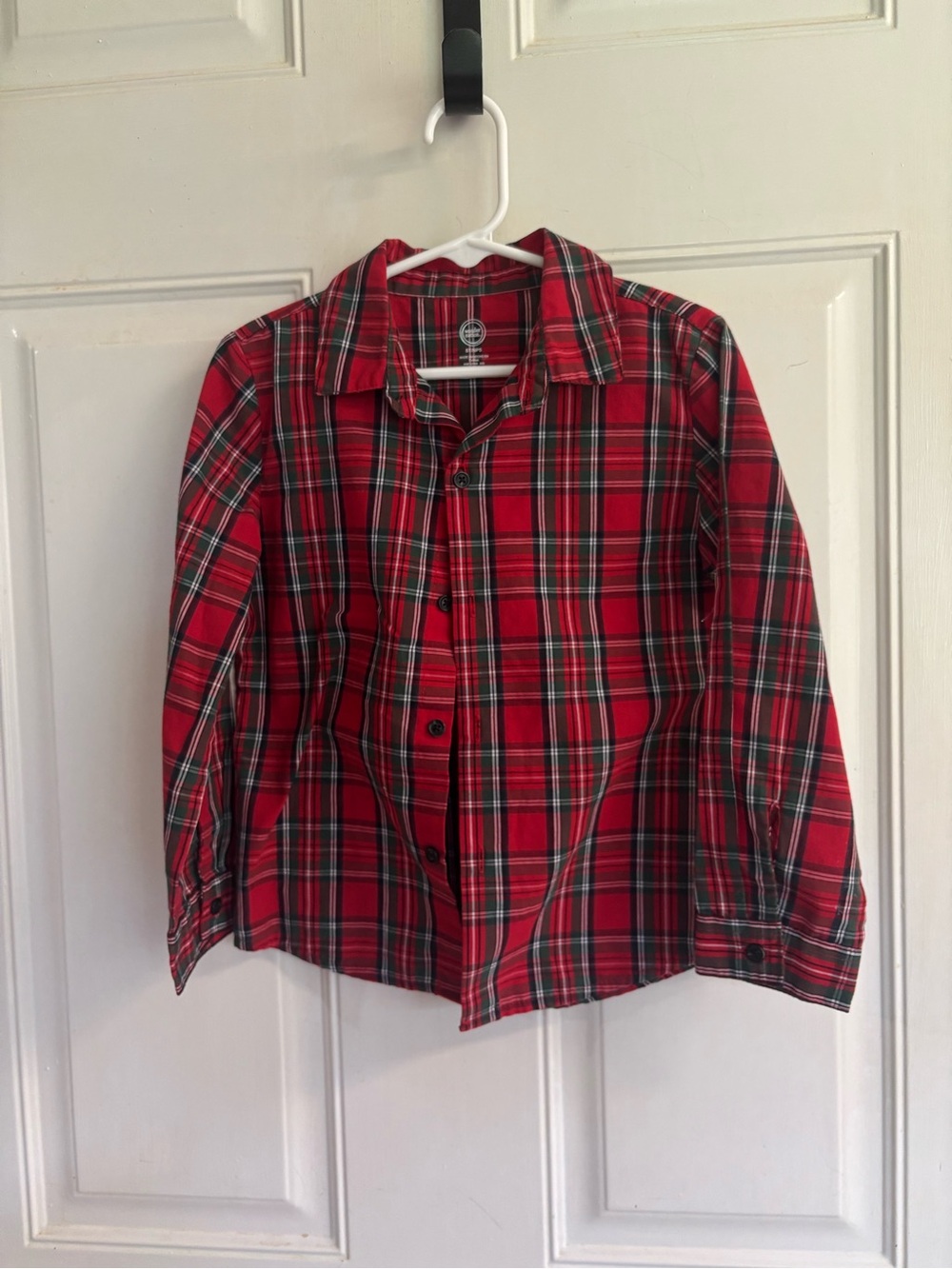 Size 5 Wonder Nation Red/green/white Plaid Button Up long sleeve collarded Shirt